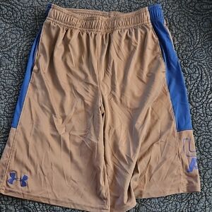 Under Armour Men's Tan and Blue Athletic Shorts